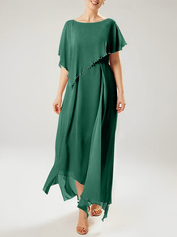 Sheath/Column Scoop Short Sleeves Mother of the Bride Dresses with Tassel