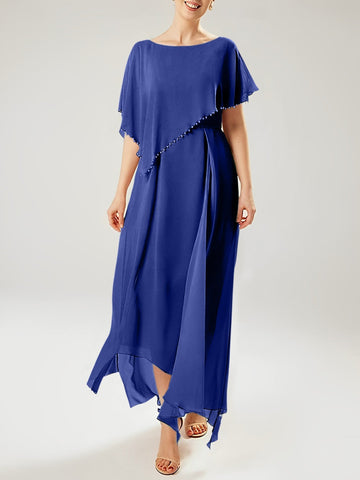 Sheath/Column Scoop Short Sleeves Mother of the Bride Dresses with Tassel