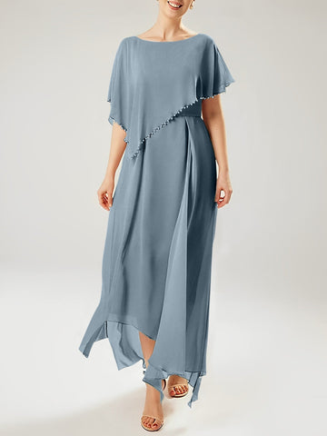 Sheath/Column Scoop Short Sleeves Mother of the Bride Dresses with Tassel