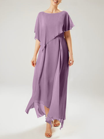 Sheath/Column Scoop Short Sleeves Mother of the Bride Dresses with Tassel