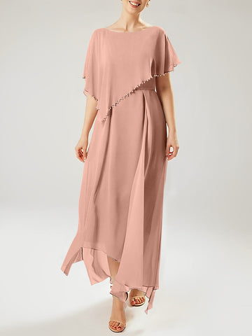 Sheath/Column Scoop Short Sleeves Mother of the Bride Dresses with Tassel