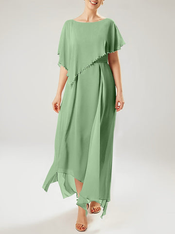 Sheath/Column Scoop Short Sleeves Mother of the Bride Dresses with Tassel