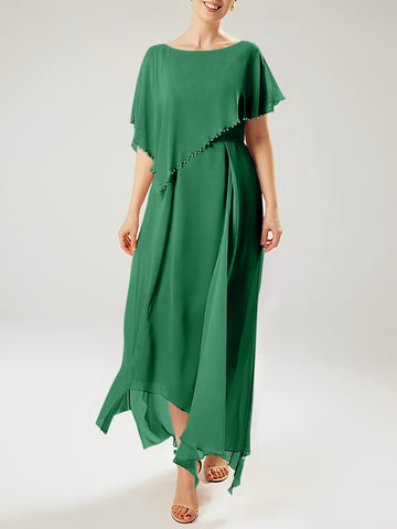 Sheath/Column Scoop Short Sleeves Mother of the Bride Dresses with Tassel