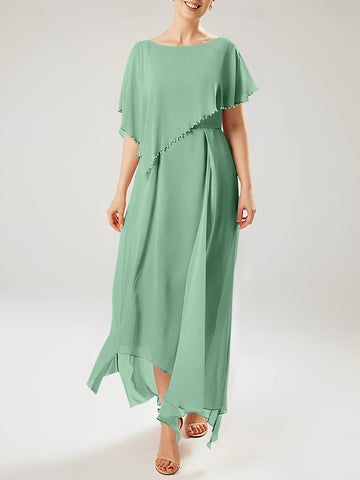 Sheath/Column Scoop Short Sleeves Mother of the Bride Dresses with Tassel