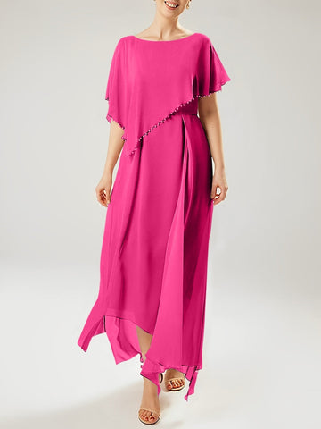 Sheath/Column Scoop Short Sleeves Mother of the Bride Dresses with Tassel