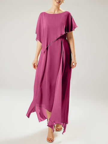 Sheath/Column Scoop Short Sleeves Mother of the Bride Dresses with Tassel