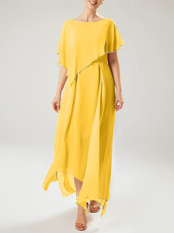 Sheath/Column Scoop Short Sleeves Mother of the Bride Dresses with Tassel