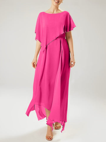 Sheath/Column Scoop Short Sleeves Mother of the Bride Dresses with Tassel