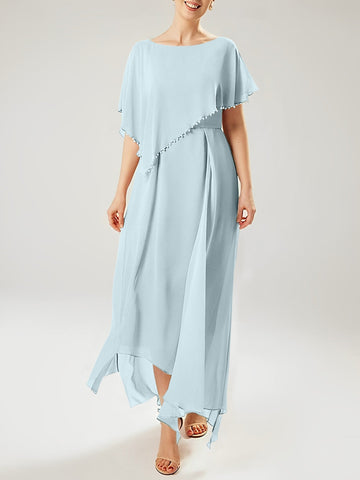 Sheath/Column Scoop Short Sleeves Mother of the Bride Dresses with Tassel