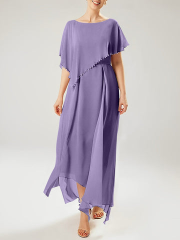 Sheath/Column Scoop Short Sleeves Mother of the Bride Dresses with Tassel