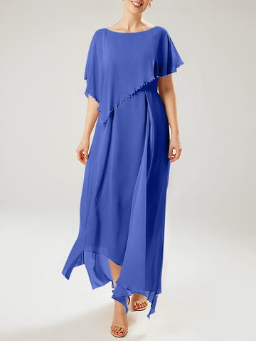 Sheath/Column Scoop Short Sleeves Mother of the Bride Dresses with Tassel