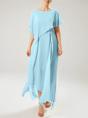 Sheath/Column Scoop Short Sleeves Mother of the Bride Dresses with Tassel