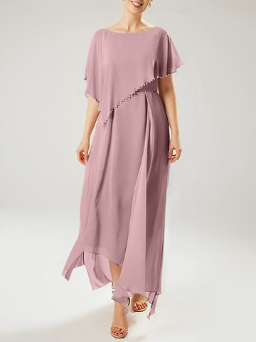 Sheath/Column Scoop Short Sleeves Mother of the Bride Dresses with Tassel