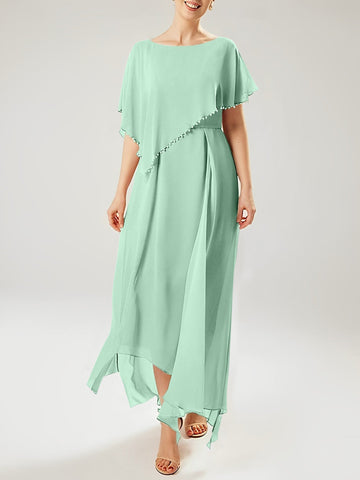 Sheath/Column Scoop Short Sleeves Mother of the Bride Dresses with Tassel