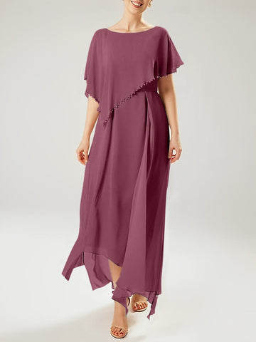 Sheath/Column Scoop Short Sleeves Mother of the Bride Dresses with Tassel