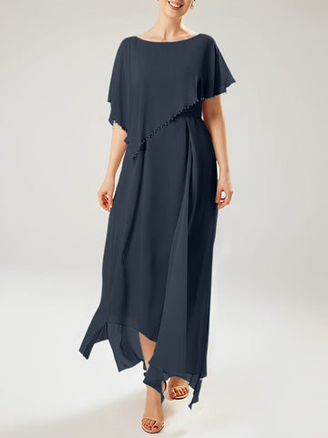 Sheath/Column Scoop Short Sleeves Mother of the Bride Dresses with Tassel