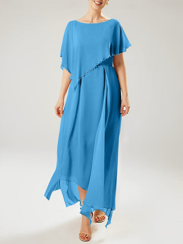 Sheath/Column Scoop Short Sleeves Mother of the Bride Dresses with Tassel