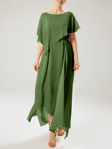 Sheath/Column Scoop Short Sleeves Mother of the Bride Dresses with Tassel