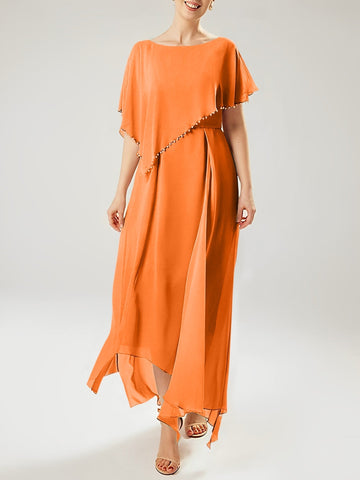 Sheath/Column Scoop Short Sleeves Mother of the Bride Dresses with Tassel