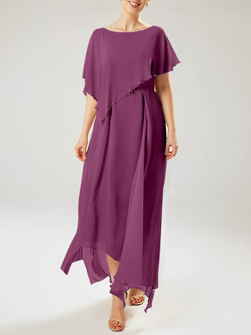 Sheath/Column Scoop Short Sleeves Mother of the Bride Dresses with Tassel