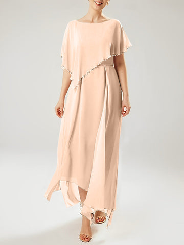 Sheath/Column Scoop Short Sleeves Mother of the Bride Dresses with Tassel