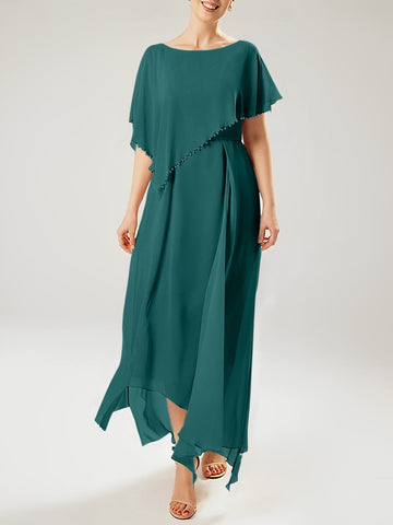 Sheath/Column Scoop Short Sleeves Mother of the Bride Dresses with Tassel