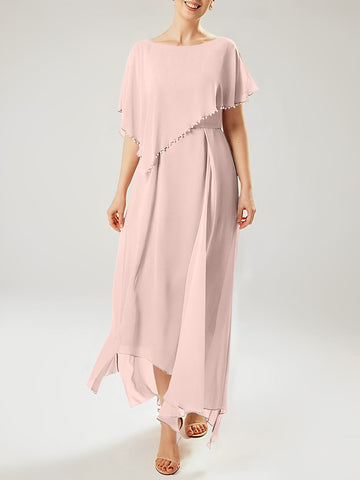 Sheath/Column Scoop Short Sleeves Mother of the Bride Dresses with Tassel