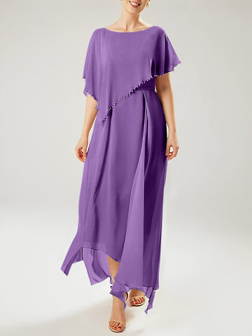 Sheath/Column Scoop Short Sleeves Mother of the Bride Dresses with Tassel