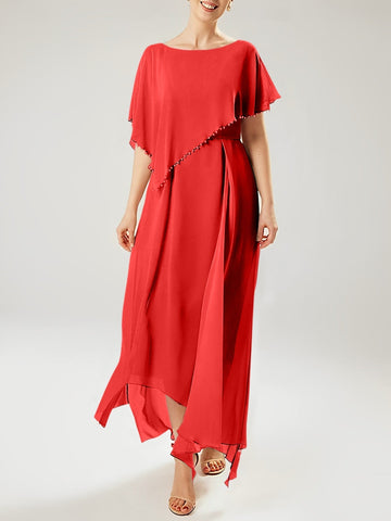 Sheath/Column Scoop Short Sleeves Mother of the Bride Dresses with Tassel