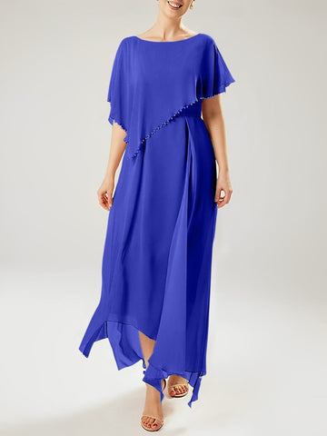 Sheath/Column Scoop Short Sleeves Mother of the Bride Dresses with Tassel