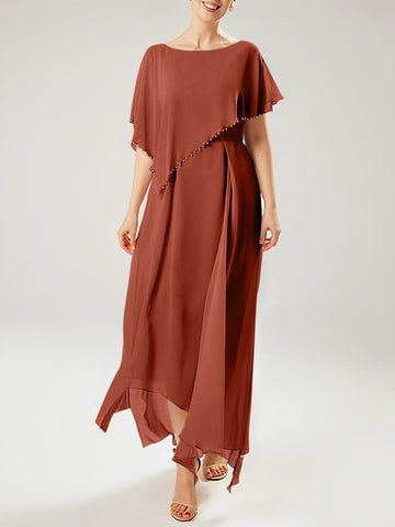 Sheath/Column Scoop Short Sleeves Mother of the Bride Dresses with Tassel