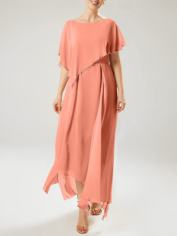 Sheath/Column Scoop Short Sleeves Mother of the Bride Dresses with Tassel