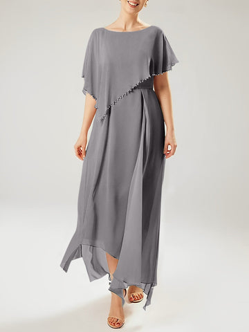 Sheath/Column Scoop Short Sleeves Mother of the Bride Dresses with Tassel