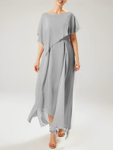 Sheath/Column Scoop Short Sleeves Mother of the Bride Dresses with Tassel