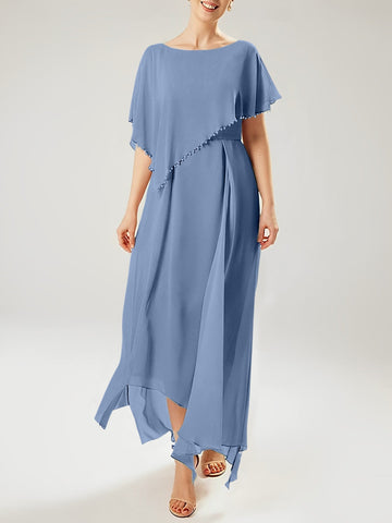 Sheath/Column Scoop Short Sleeves Mother of the Bride Dresses with Tassel