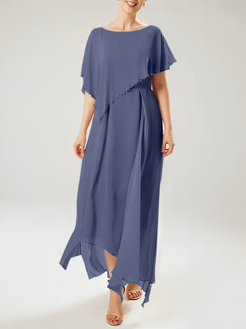 Sheath/Column Scoop Short Sleeves Mother of the Bride Dresses with Tassel