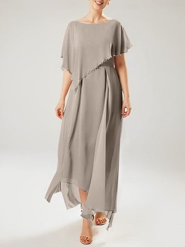 Sheath/Column Scoop Short Sleeves Mother of the Bride Dresses with Tassel