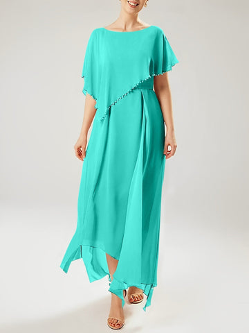 Sheath/Column Scoop Short Sleeves Mother of the Bride Dresses with Tassel