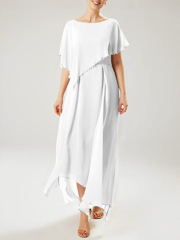 Sheath/Column Scoop Short Sleeves Mother of the Bride Dresses with Tassel