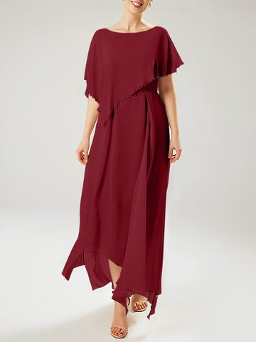 Sheath/Column Scoop Short Sleeves Mother of the Bride Dresses with Tassel