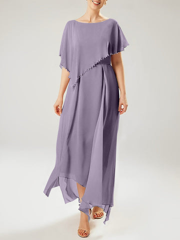 Sheath/Column Scoop Short Sleeves Mother of the Bride Dresses with Tassel