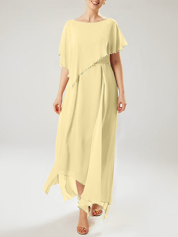 Sheath/Column Scoop Short Sleeves Mother of the Bride Dresses with Tassel