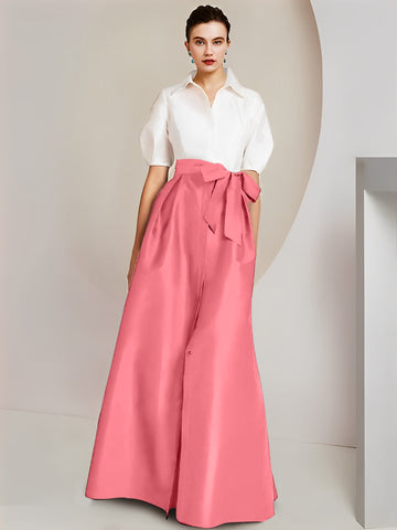 Vestido de dos piezas para la madre de la novia, corte princesa/camisa, manga corta. 