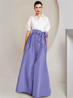 Robes de mère de la mariée 2 pièces, coupe trapèze/princesse, col chemise, manches courtes 