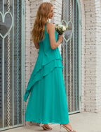 Vestido largo de gasa de talla grande para la madre de la novia, vestido de gala para dama de honor, vestido de graduación SY28019