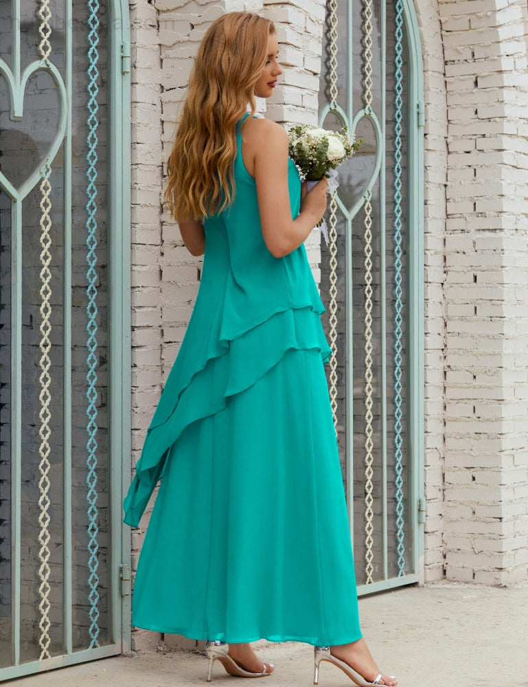 Vestido largo de gasa de talla grande para la madre de la novia, vestido de gala para dama de honor, vestido de graduación SY28019