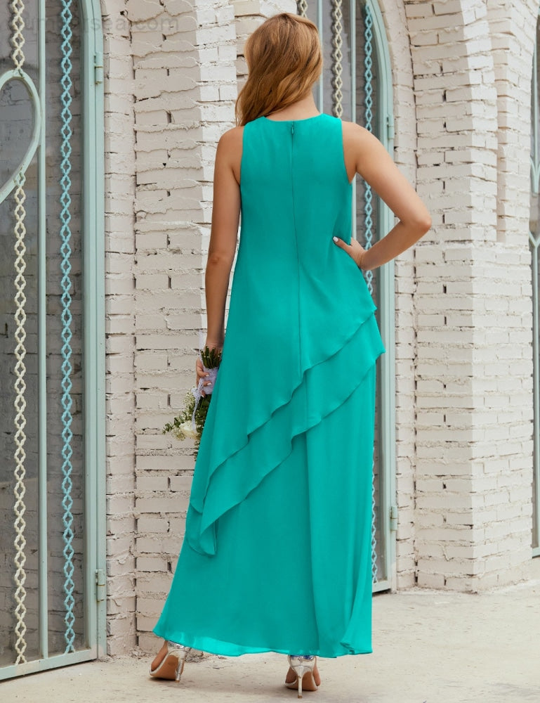 Vestido largo de gasa de talla grande para la madre de la novia, vestido de gala para dama de honor, vestido de graduación SY28019