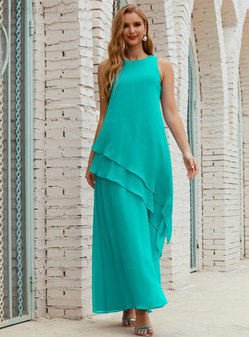 Vestido largo de gasa de talla grande para la madre de la novia, vestido de gala para dama de honor, vestido de graduación SY28019