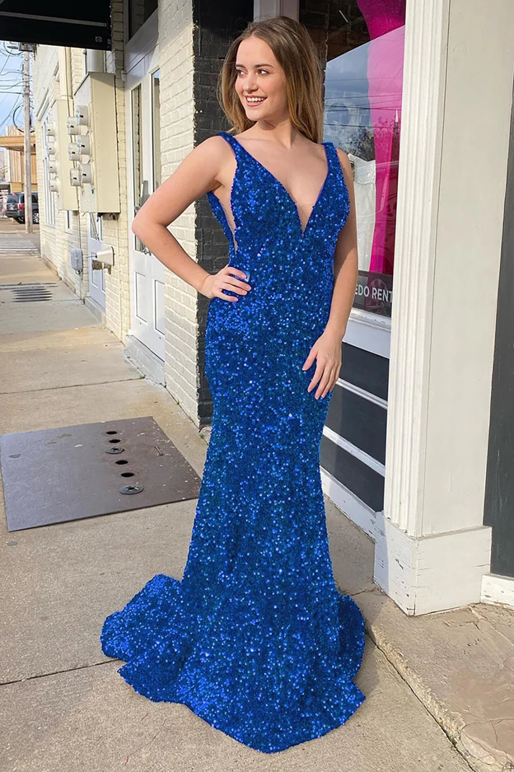 Robe de bal sirène à paillettes