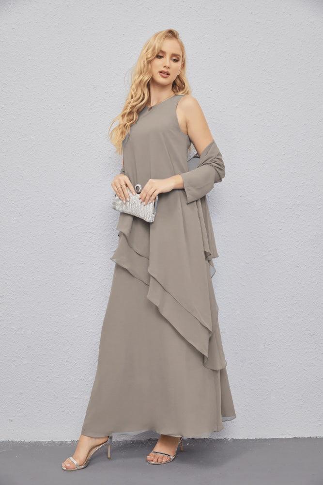 Vestidos de madre de la novia con cárdigan ligero abierto al frente, vestido formal de fiesta 28081 